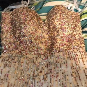 Cream prom dress w/ sparkles